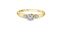 10K Yellow & White Gold 0.04cttw Diamond Engagement Ring, Size 6.5