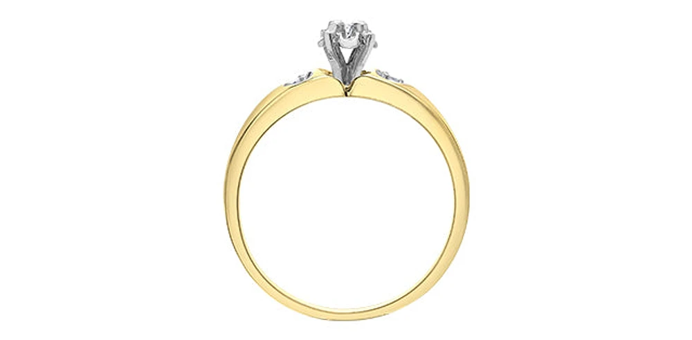 10K Yellow & White Gold 0.04cttw Diamond Engagement Ring, Size 6.5