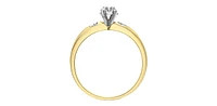 10K Yellow & White Gold 0.04cttw Diamond Engagement Ring, Size 6.5