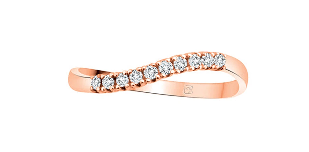 10K Rose Gold 0.10cttw Round Cut Diamond Ring, size 6