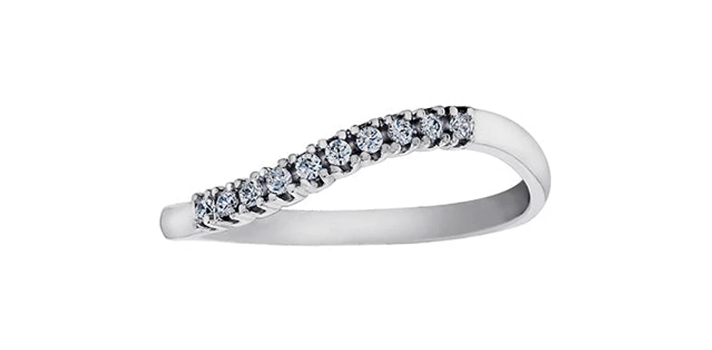 10K White Gold 0.10cttw Round Diamond Ring, 6.5