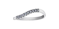 10K White Gold 0.10cttw Round Diamond Ring, 6.5