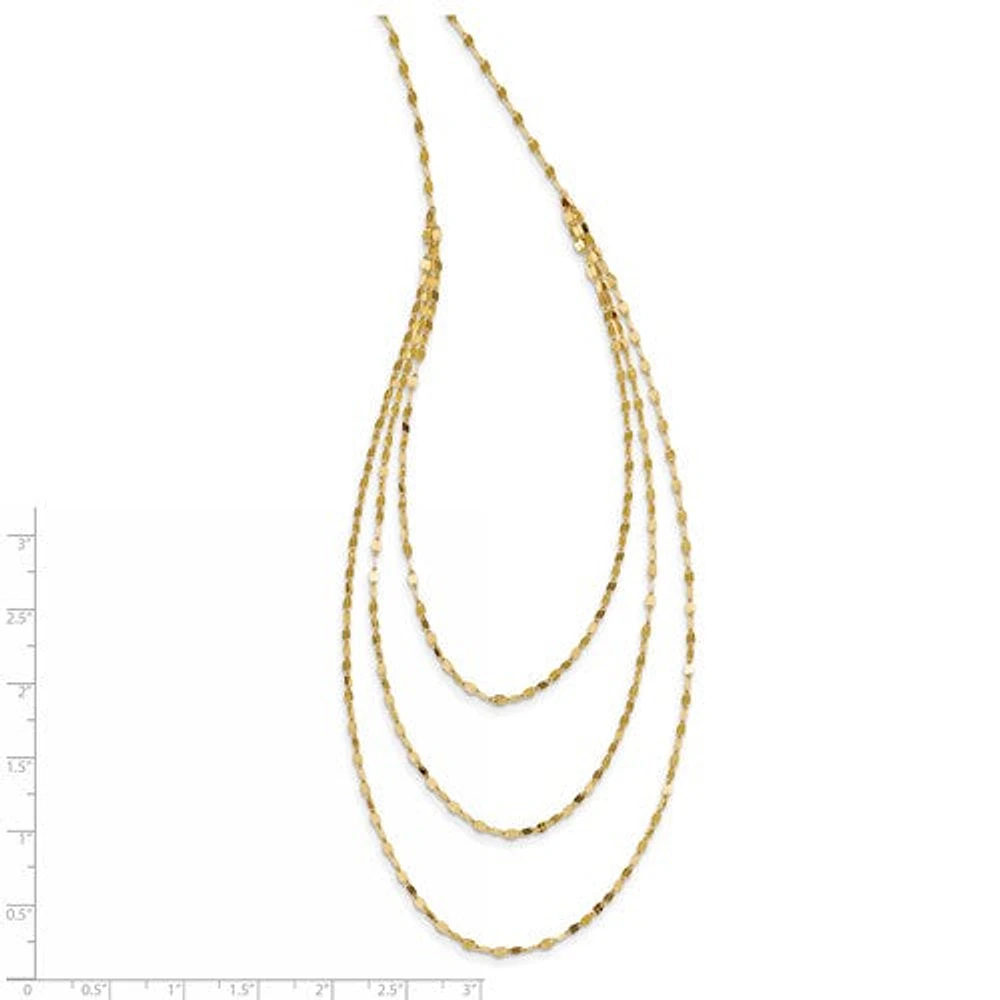 14K Triple Layer Polished Fancy Necklace - 19.5 Inches
