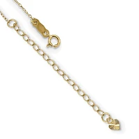 14k Polished 2-Strand Diamond Cut Cross and Heart with 2in. Ext. Necklace - 16-18 Inches