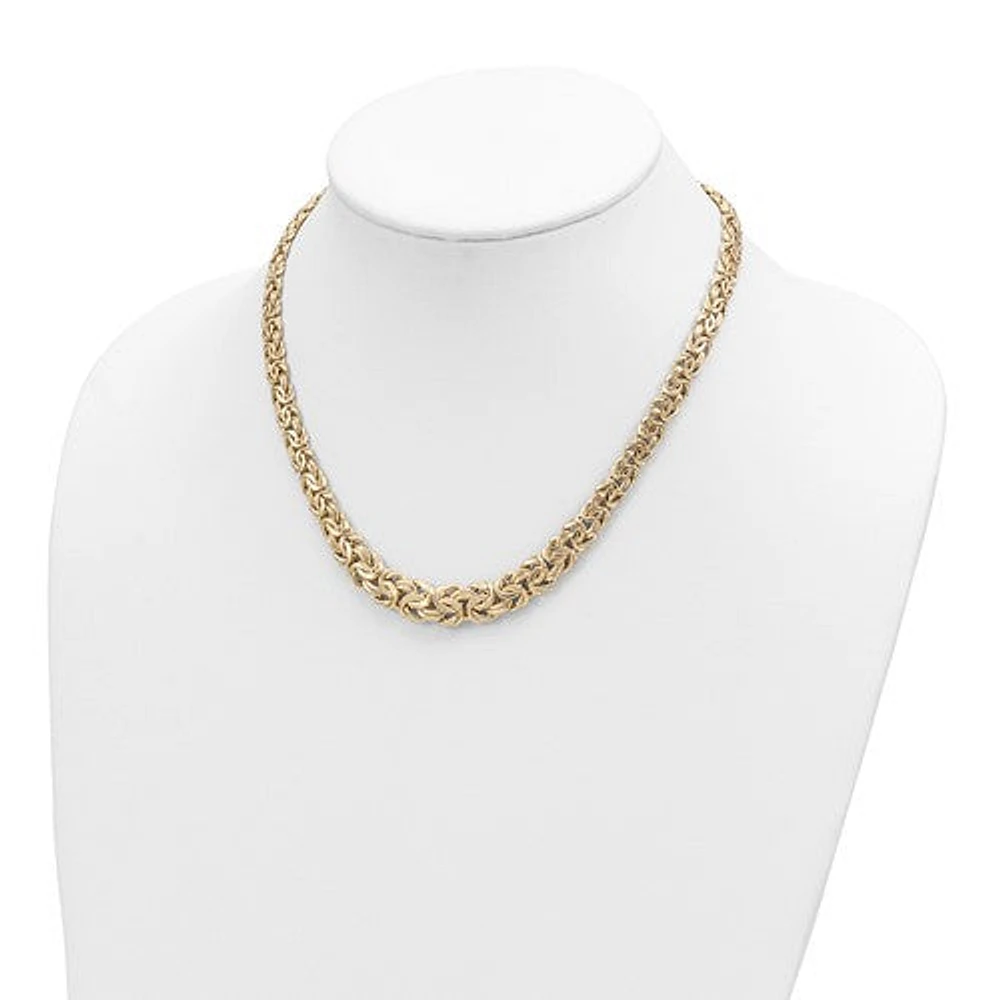 14k Fancy Graduated 7-12mm Flat Byzantine Necklace