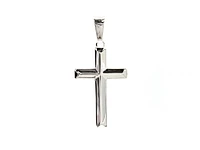 925 Sterling Silver 34mm x 20mm Hollow Pyramid Style Cross Charm