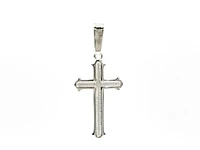 925 Sterling Silver 23mm x 13mm Patterned Flat Cross Charm