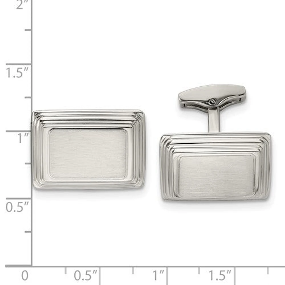 Stainless Steel Brushed and Polished Rectangle Cufflinks