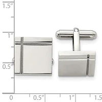 Stainless Steel Polished Square Cufflinks Engraving
