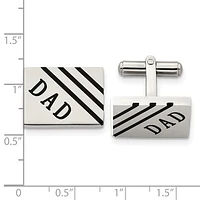 Stainless Steel Polished Enameled Dad Rectangle Cufflinks