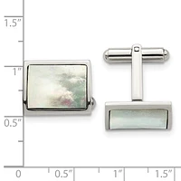 Stainless Steel Polished Mother Of Pearl Cufflinks