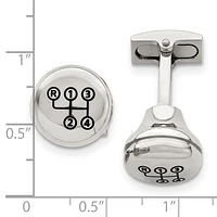 Stainless Steel Polished Enameled Stick Shift Design Cufflinks