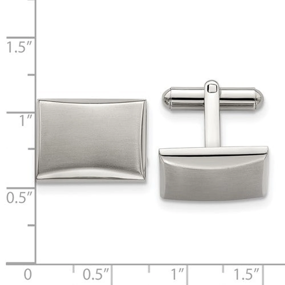 Stainless Steel Brushed and Polished Rectangle Cufflinks