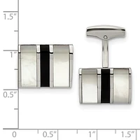 Stainless Steel Polished Mother Of Pearl and Black Onyx Cufflinks