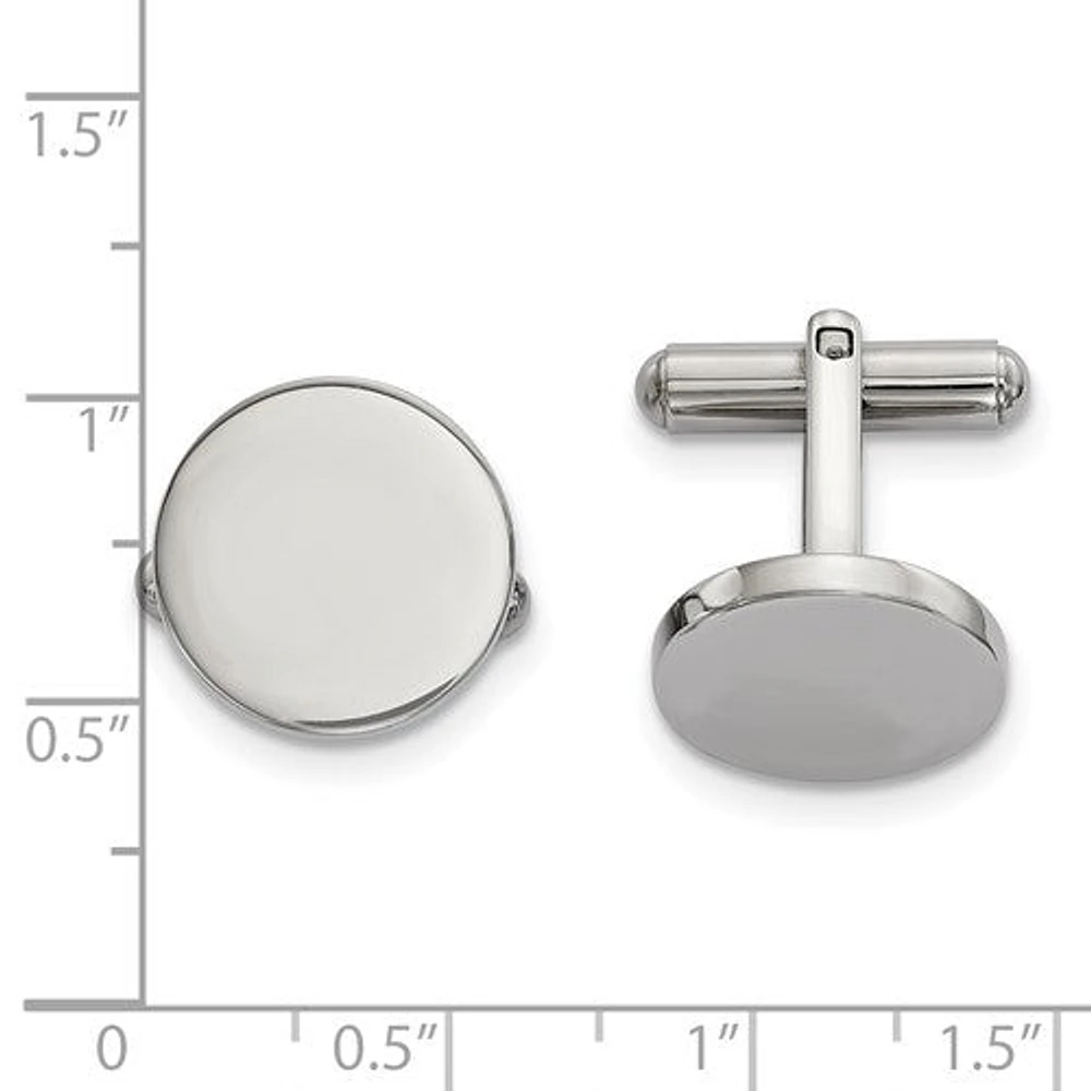 Stainless Steel Polished Circle Cufflinks