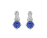 10K White Gold 1.10cttw Genuine Tanzanite & 0.012cttw Diamond Earrings