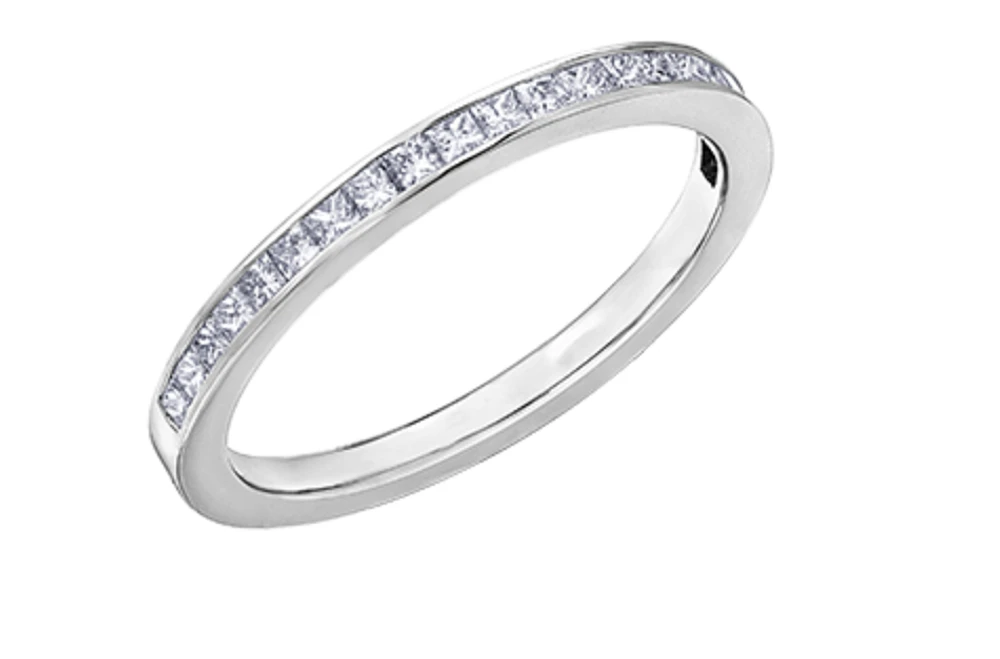14K White Gold Princess Cut Channel Set Diamond Band - 6.5 / Carat Weight