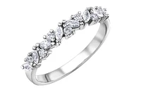 14K White Gold Marquise & Round Cut Diamond Band - 6.5