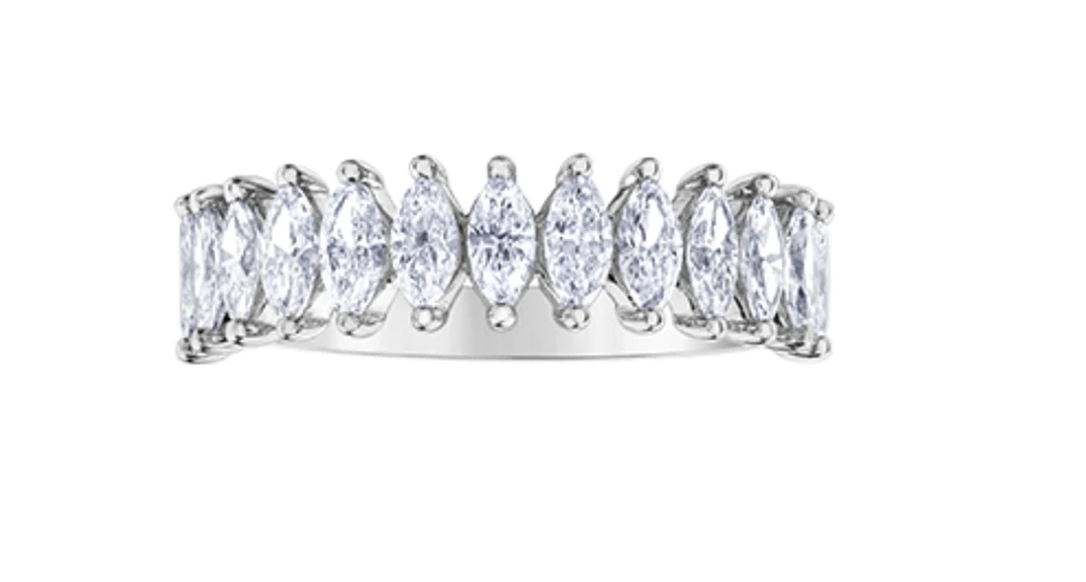 14K White Gold Marquise Cut Diamond Band