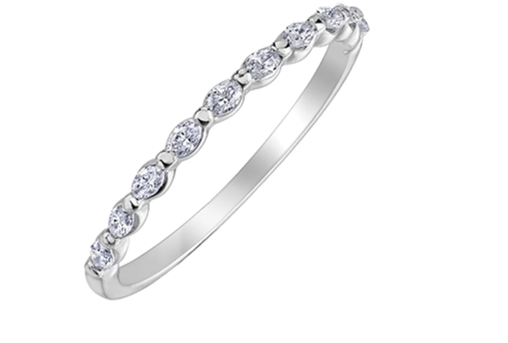14K White Gold Marquise Cut Diamond Band - 6.5 / Carat Weight