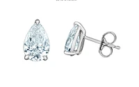 14K White Gold 1.00-2.00cttw Lab Grown Pear Shape Diamond Solitaire Claw Set Style Earrings - /