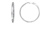 14K White Gold Lab Grown 1.00cttw Round Brilliant Diamond Claw Set Hoop Earrings - 1.00 Carat Total
