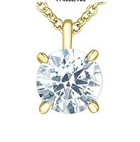14K White Gold Lab Grown 0.50cttw-2.00cttw Round Brilliant Cut Diamond Claw Set Pendant - Carat /