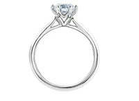 14K White Gold Lab Grown Round Brilliant Cut Six Claw Diamond Ring - Carat