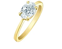 14K Lab Grown Oval Shape Four Claw Diamond Ring