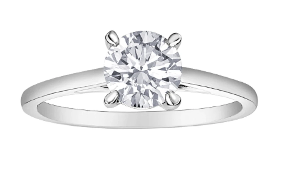 14K Lab Grown 0.50-3.00cttw Four Claw Diamond Ring - Gold / Carat Weight Round Brilliant