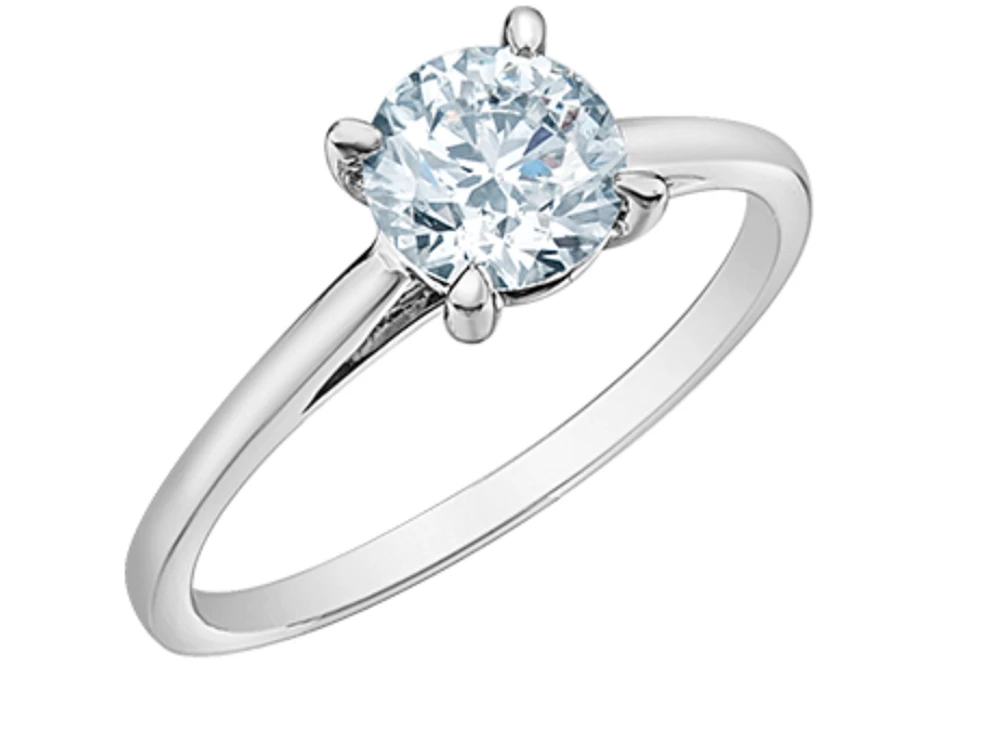 14K Lab Grown 0.50-3.00cttw Four Claw Diamond Ring - Gold / Carat Weight Round Brilliant
