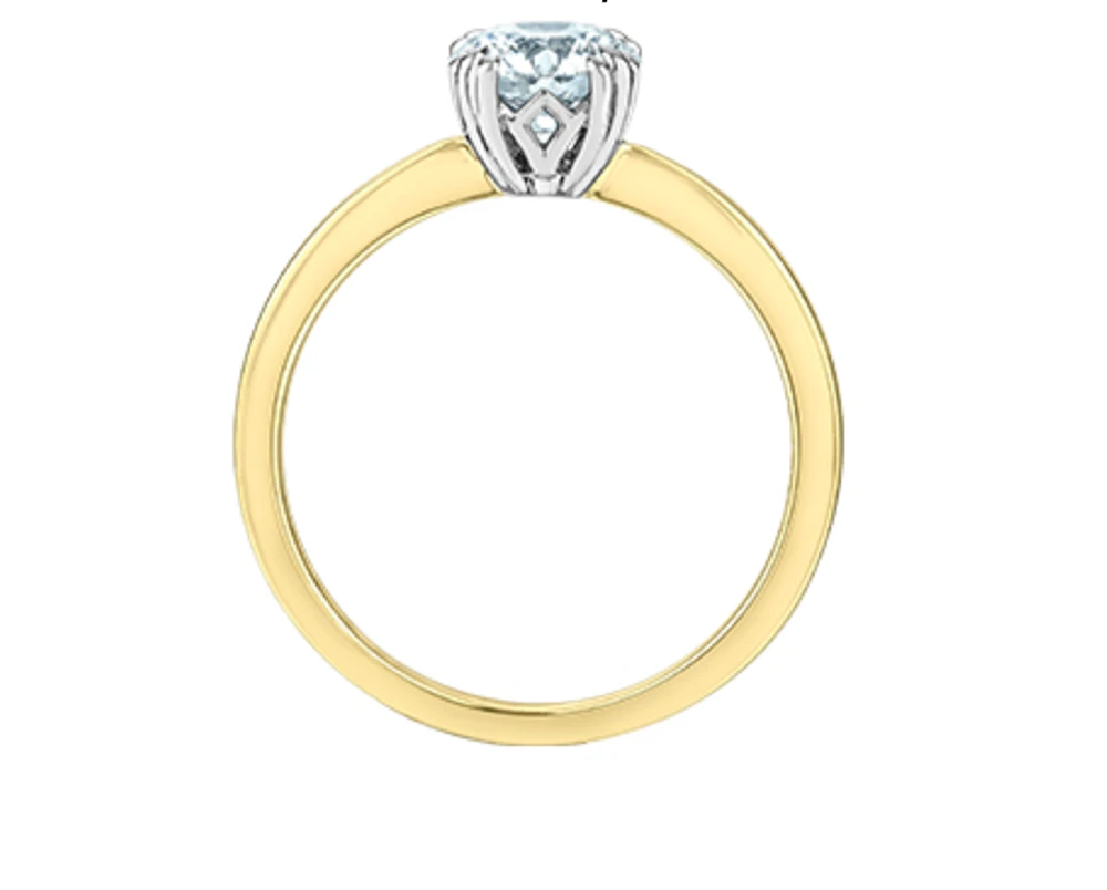 14K Lab Grown Round Brilliant Four Claw Diamond Ring