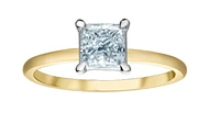 14K Lab Grown Princess Cut Four Claw Diamond Ring - Gold / 1.00 Carat Weight