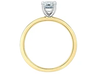 14K Lab Grown Emerald Cut Four Claw Diamond Ring