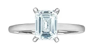 14K Lab Grown Emerald Cut Four Claw Diamond Ring