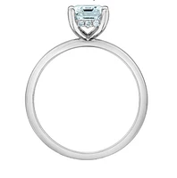14K Lab Grown Emerald Cut Four Claw Diamond Ring