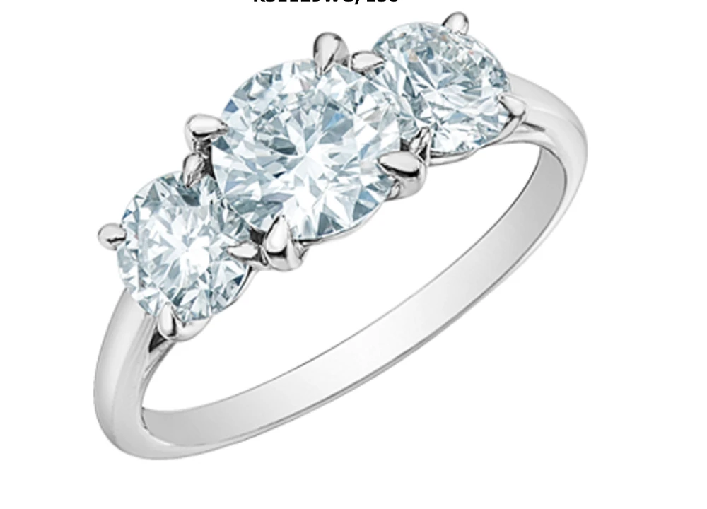 14K Lab Grown 3 Stone Round Brilliant Diamond Ring - Gold / Carat Total
