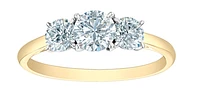 14K Lab Grown 3 Stone Round Brilliant Diamond Ring - Gold / Carat Total