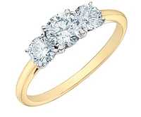 14K Lab Grown 3 Stone Round Brilliant Diamond Ring - Gold / Carat Total