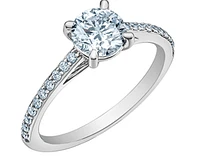 14K Lab Grown Round Brilliant Solitaire and Diamond Mount - Gold / Carat Total
