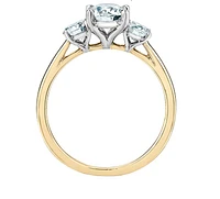 14K Lab Grown 3 Stone Oval & Round Brilliant Diamond Ring - Gold / 1.50 Carat Total