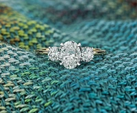 14K Lab Grown 3 Stone Oval & Round Brilliant Diamond Ring - Gold / 1.50 Carat Total
