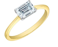14K Lab Grown 1.00cttw Emerald Cut Four Claw Diamond Ring - Gold / 4