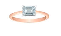 14K Lab Grown 1.00cttw Emerald Cut Four Claw Diamond Ring - Gold / 4