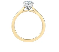 14K Lab Grown 1.00cttw Round Brilliant Cut Six Claw Diamond Ring - Gold / 4