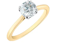 14K Lab Grown 1.00cttw Round Brilliant Cut Six Claw Diamond Ring - Gold / 4