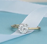 14K Lab Grown 1.00cttw Round Brilliant Cut Six Claw Diamond Ring - Gold / 4