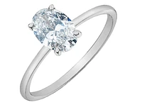 14K Lab Grown 1.00 cttw Oval Shape Four Claw Diamond Ring - Gold / 4
