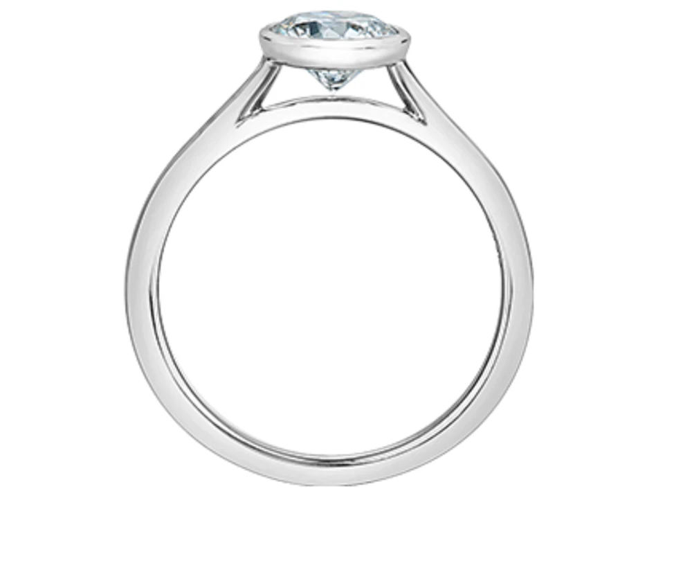 14K Lab Grown Round Brilliant Cut 1.00cttw Bezel Set Diamond Ring - Gold / 4