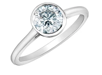 14K Lab Grown Round Brilliant Cut 1.00cttw Bezel Set Diamond Ring - Gold / 4